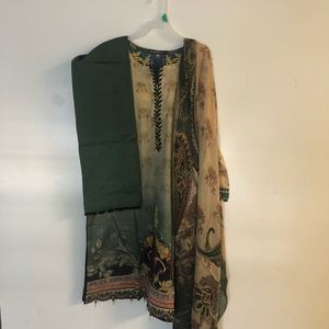 Green and Yellow salwar kameez